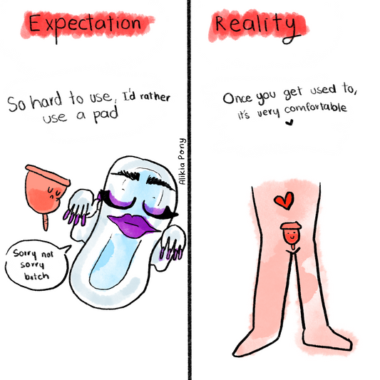 Menstrual cup memes and illustrations