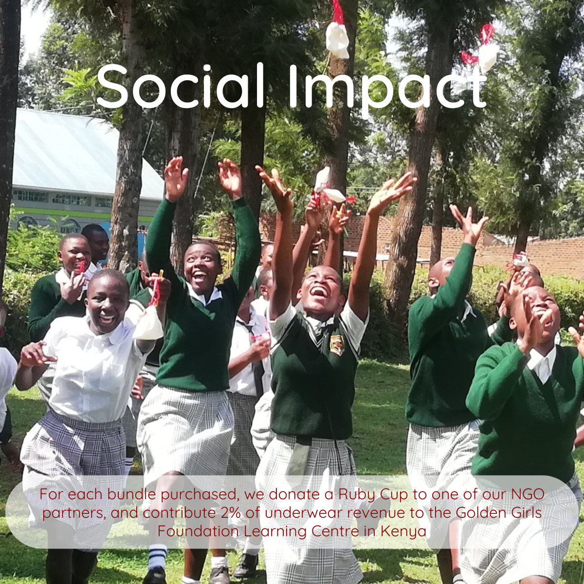 Girls happy with their Ruby Cup menstrual cups received thanks to the Ruby Cup Buy One Give One programme