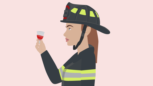 Firefighter holding a Ruby Cup