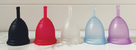 5 Ruby Cup menstrual cups in different colours