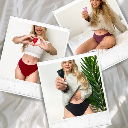 collage of ruby cup being held by a woman