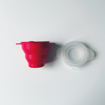 Ruby Cup steriliser for menstrual cups red and clear